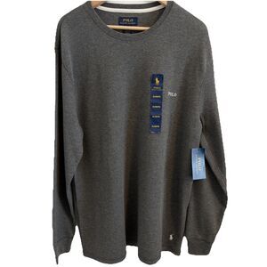 Polo Ralph Lauren Mens Sz XL Thermal Waffle Knit Crew Shirt Gray Lounge NWT $58